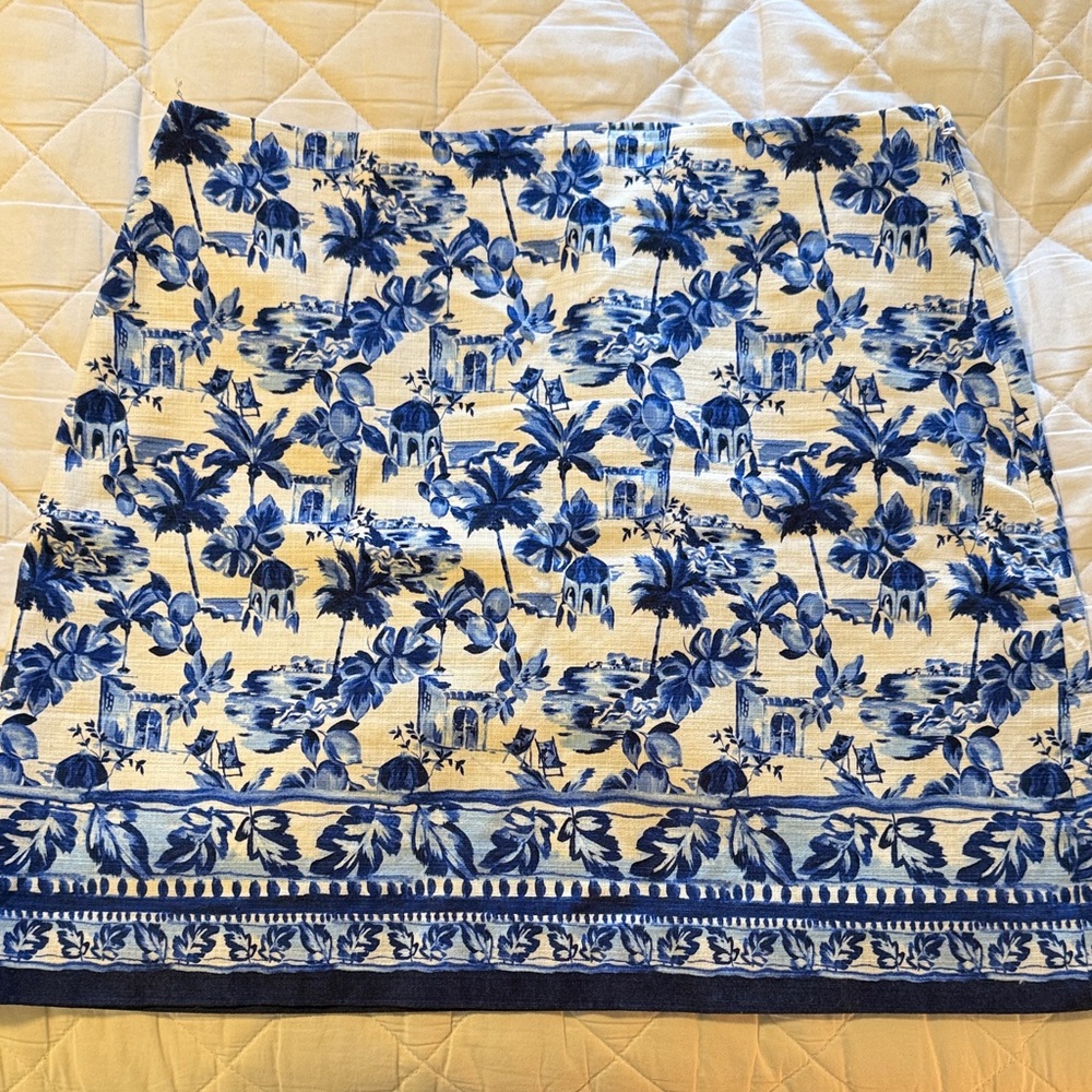 LOFT Blue and White Mini Skirt